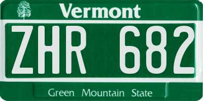 VT license plate ZHR682