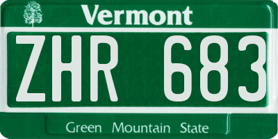 VT license plate ZHR683