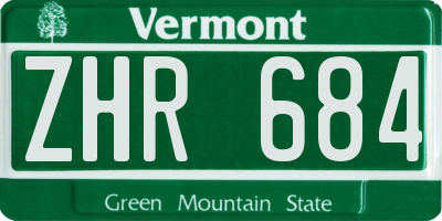 VT license plate ZHR684