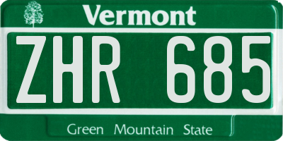 VT license plate ZHR685