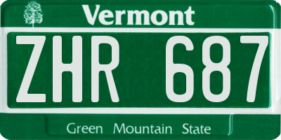 VT license plate ZHR687