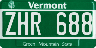 VT license plate ZHR688