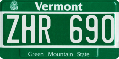 VT license plate ZHR690