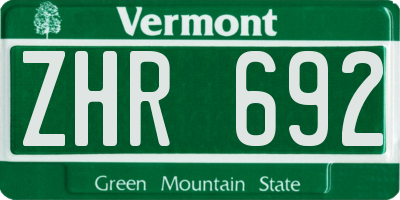 VT license plate ZHR692