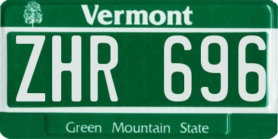VT license plate ZHR696
