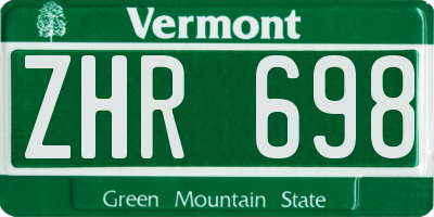 VT license plate ZHR698