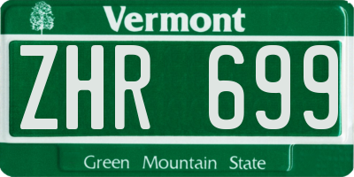 VT license plate ZHR699