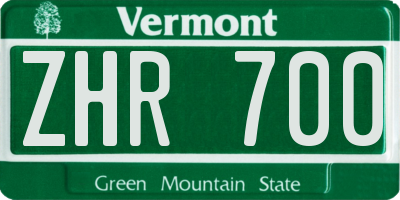 VT license plate ZHR700