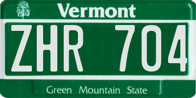 VT license plate ZHR704