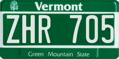 VT license plate ZHR705