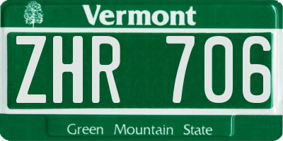 VT license plate ZHR706