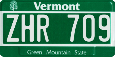 VT license plate ZHR709