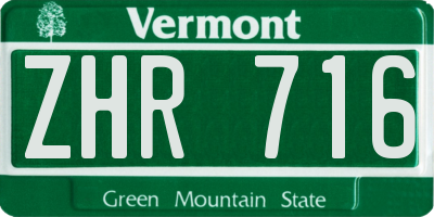 VT license plate ZHR716