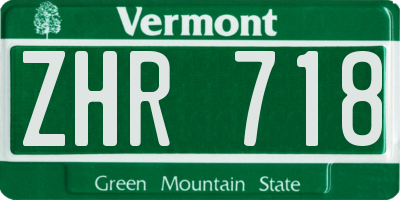 VT license plate ZHR718