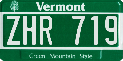 VT license plate ZHR719