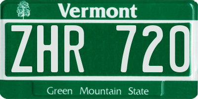 VT license plate ZHR720