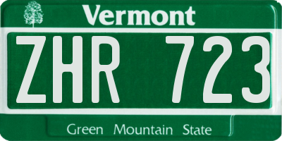 VT license plate ZHR723