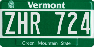 VT license plate ZHR724