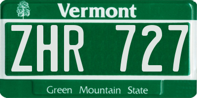 VT license plate ZHR727