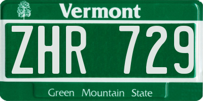 VT license plate ZHR729