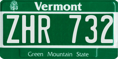 VT license plate ZHR732