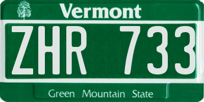 VT license plate ZHR733