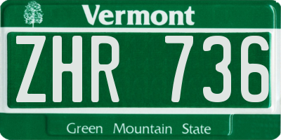 VT license plate ZHR736