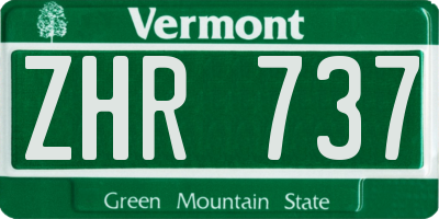 VT license plate ZHR737