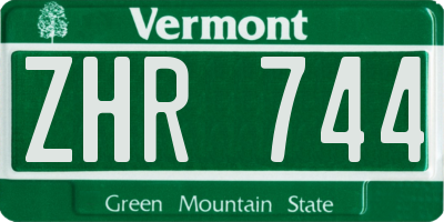 VT license plate ZHR744