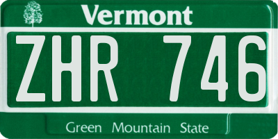 VT license plate ZHR746