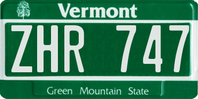VT license plate ZHR747