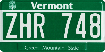 VT license plate ZHR748