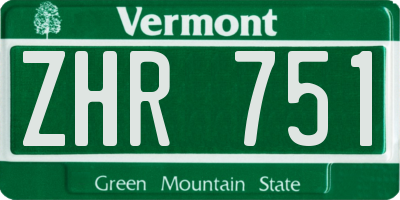 VT license plate ZHR751