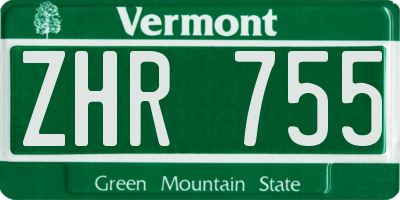 VT license plate ZHR755