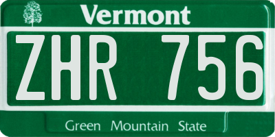 VT license plate ZHR756