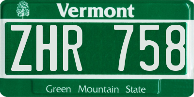 VT license plate ZHR758