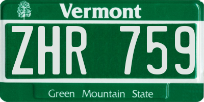 VT license plate ZHR759