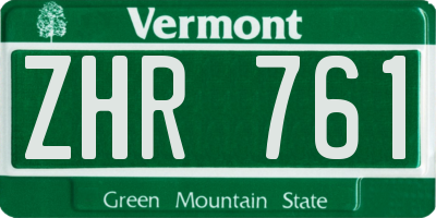 VT license plate ZHR761