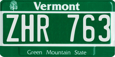 VT license plate ZHR763
