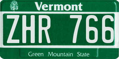 VT license plate ZHR766