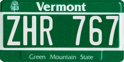 VT license plate ZHR767