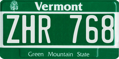 VT license plate ZHR768