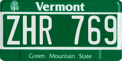 VT license plate ZHR769