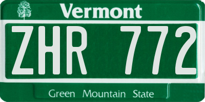 VT license plate ZHR772