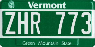 VT license plate ZHR773
