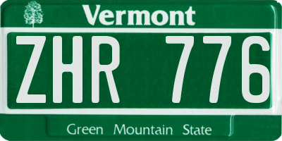VT license plate ZHR776