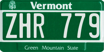 VT license plate ZHR779