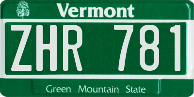 VT license plate ZHR781