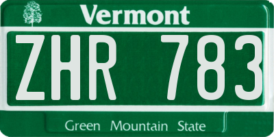 VT license plate ZHR783