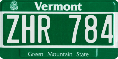 VT license plate ZHR784